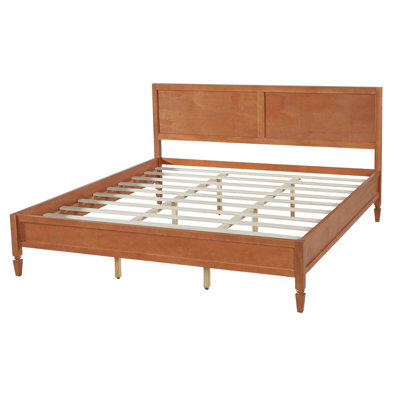 Classic Platform Bed Frame With Panel Headboard