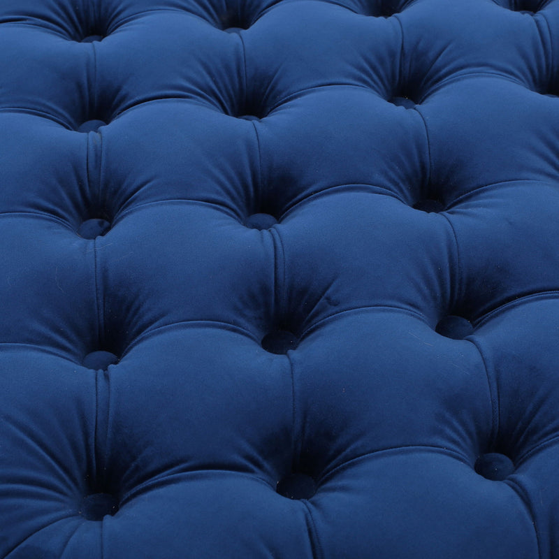 Modern Glam Ottoman With Upholstery And Button Tufted Design