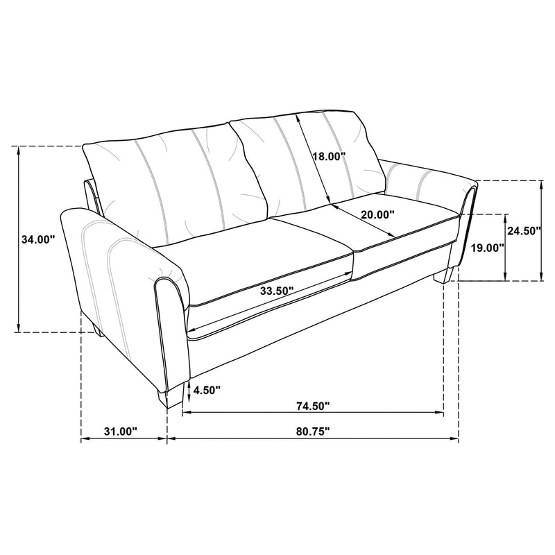 Davis Upholstered Rolled Arm Sofa Grey