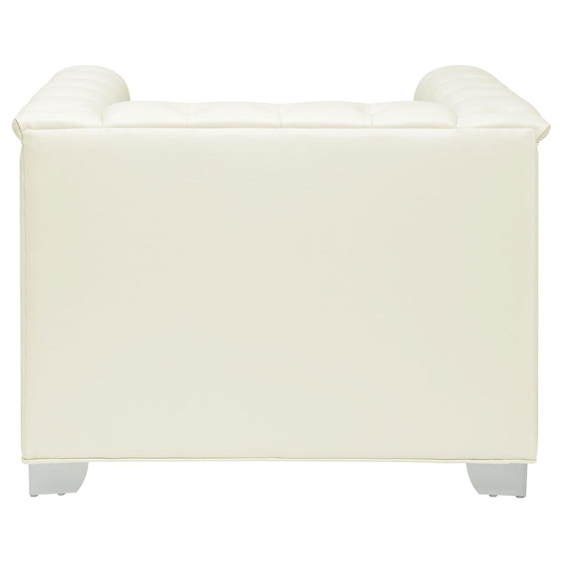Chaviano Upholstered Track Arm Accent Chair Pearl White