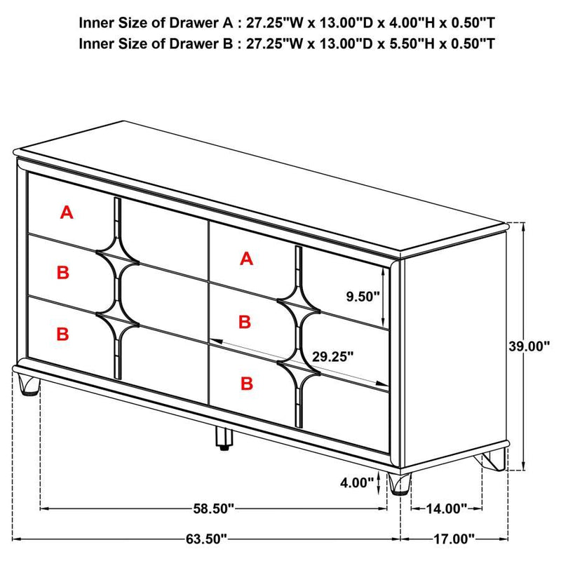 Olivia - 6-Drawer Dresser