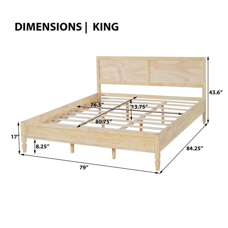 Classic Platform Bed Frame With Panel Headboard