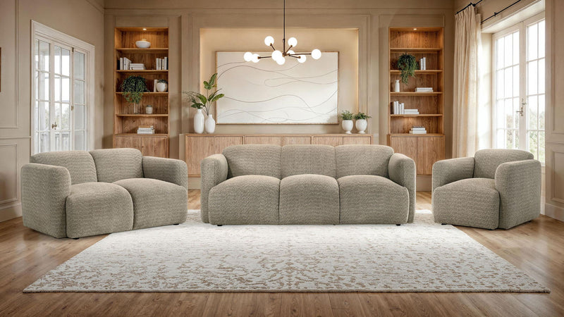 Dorset Fabric Upholstered Round Track Arm Sofa Brown