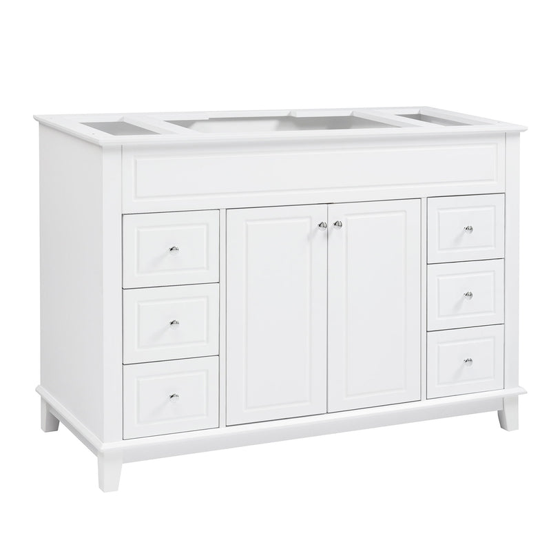Bathroom Vanity Cabinet Only, 6 Soft Close Drawers & Double Doors With 2 Tier Shelves - White