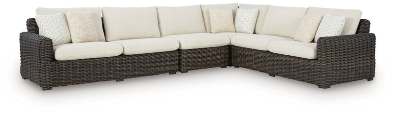 Kimora - 4-Piece Outdoor Sectional - Beige / Dark Brown