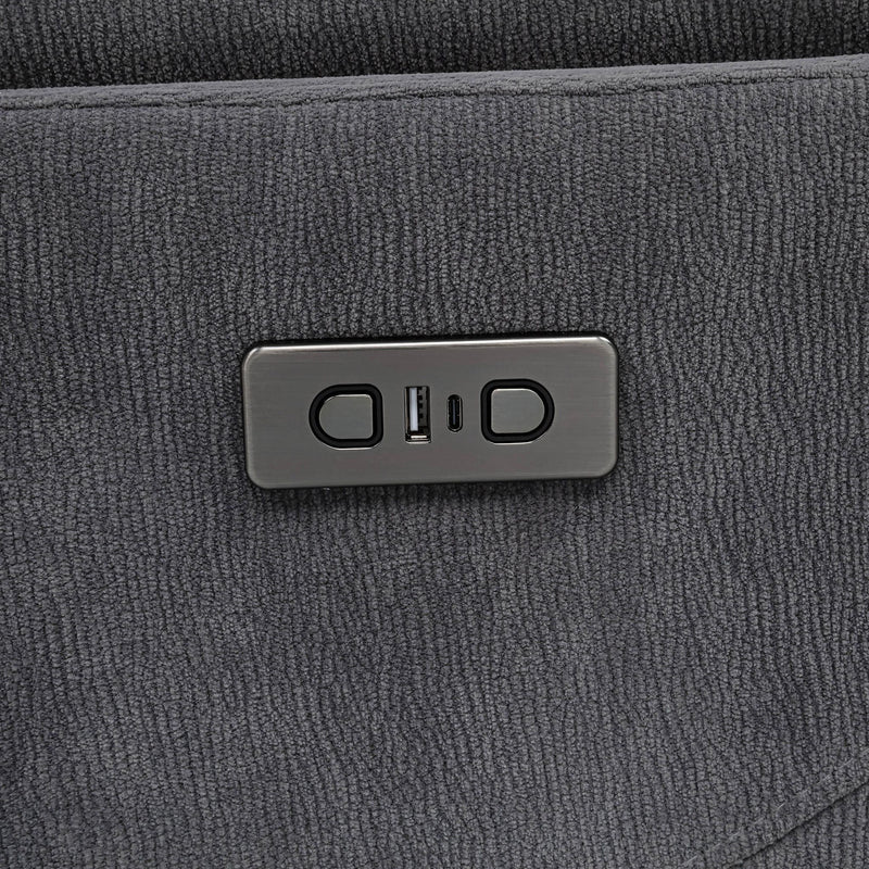 Adler Upholstered Power Swivel Glider Recliner Charcoal Grey