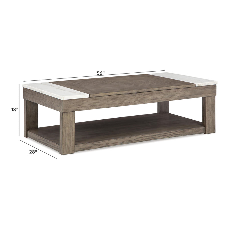 Loyaska - Lift Top Cocktail Table - Grayish Brown / White