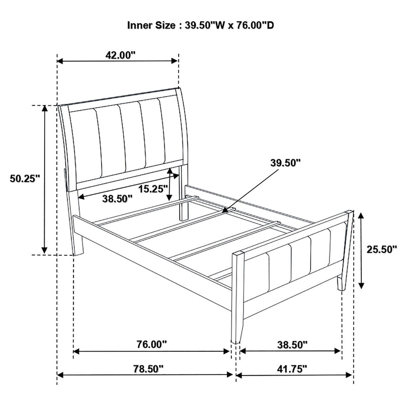 Carlton Wood Twin Panel Bed Cappuccino