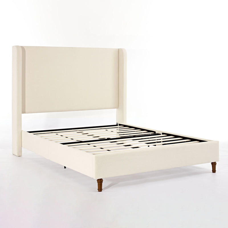 Harper - California King Size Tall Headboard Upholstered Bed - Ivory