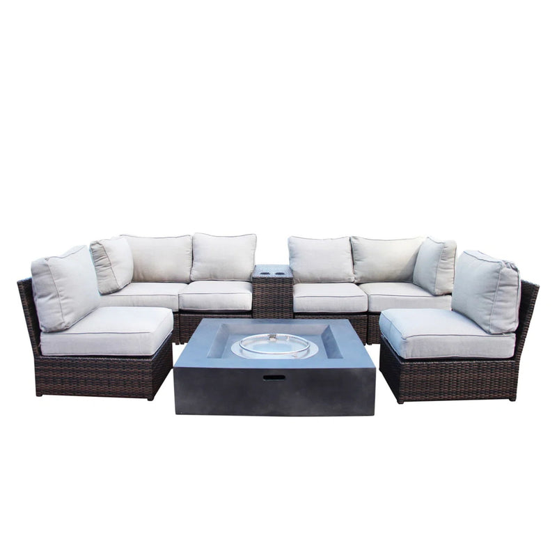 6 Person Patio Seating Set With Cushions And Durable - Brown