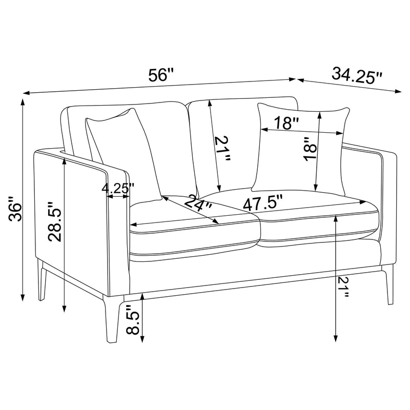 Saba - Cushion Back Loveseat With Pillow Top Arms - Light Gray