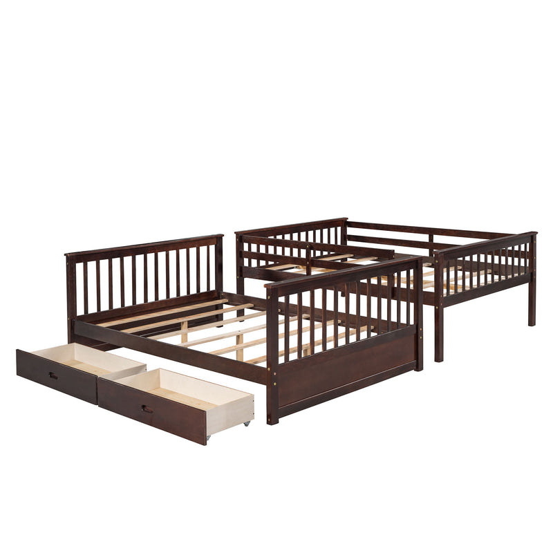 Bunk Bed With Ladders And 2 Storage Drawers