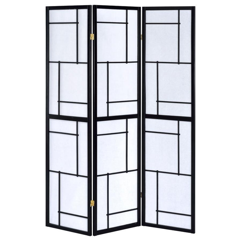Damis - 3-Panel Room Divider Folding Shoji Screen - Black