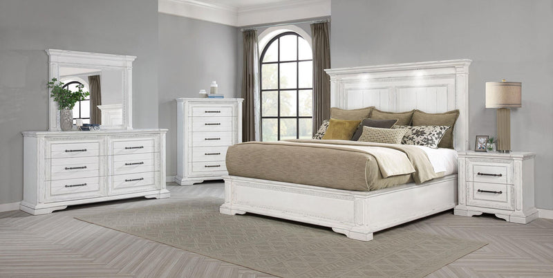 McKinney Queen LED Light Panel Bed Vintage White
