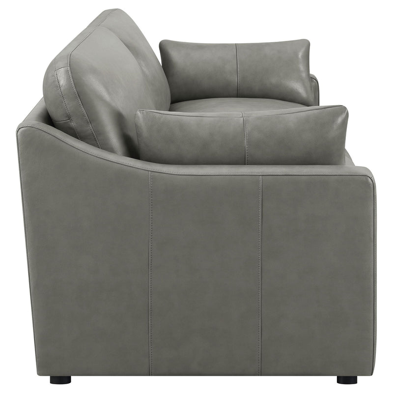 Grayson Leather Upholstered Sloped Arm Sofa Grey