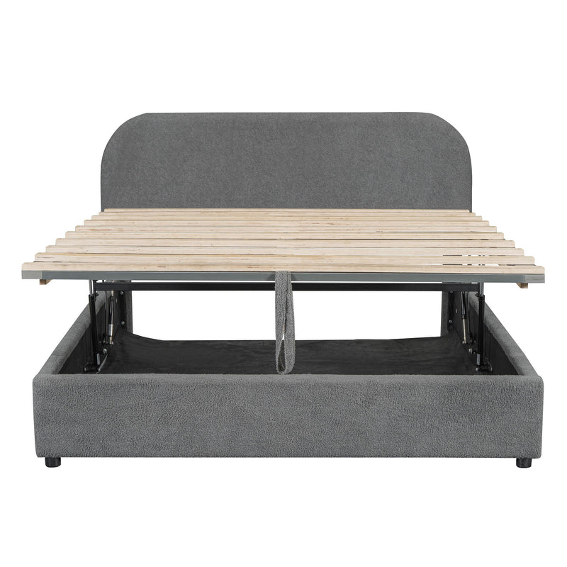 Upholstered Platform Bed With Hydraulic Storage System