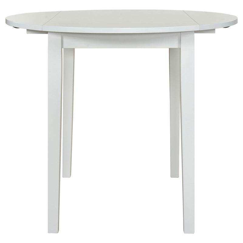 Cliff - 3 Piece Round Drop Leaf Dining Table Set With Ladderback Chairs - White