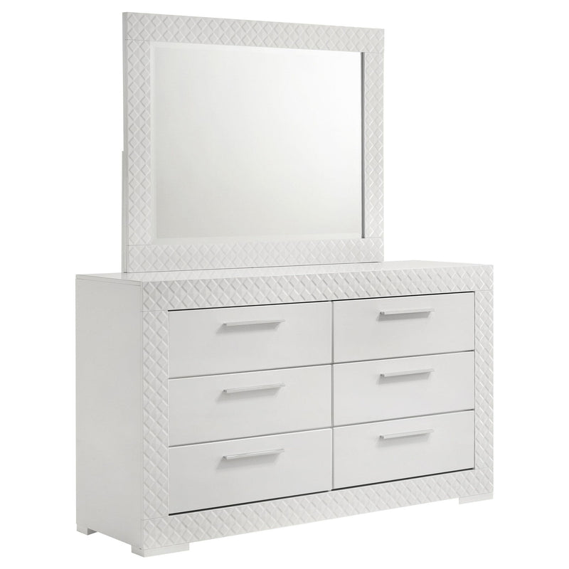 Ives 6-drawer Dresser and Mirror White High Gloss