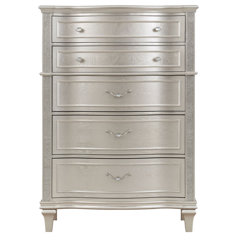 Katerina - 5 Drawer Chest With Hidden Drawer - Oak