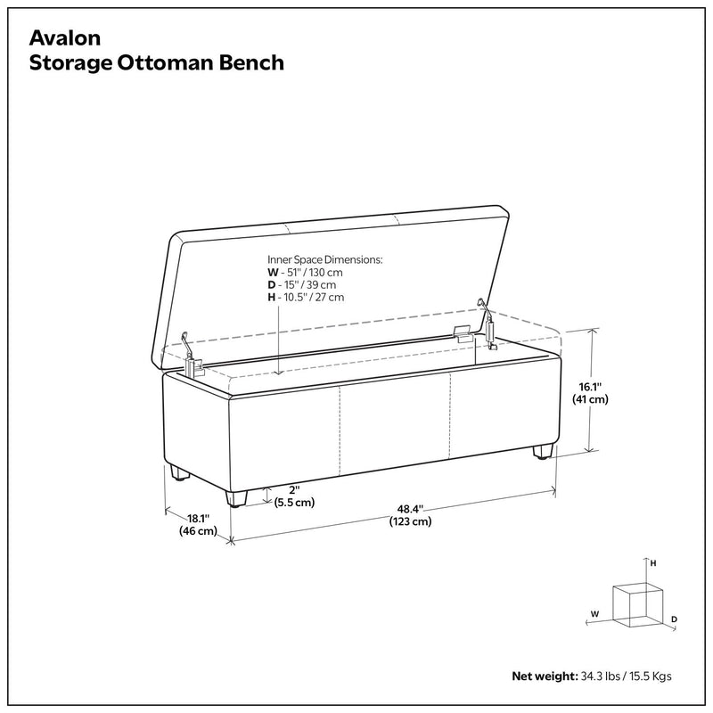 Avalon - Contemporary Storage Ottoman Bench