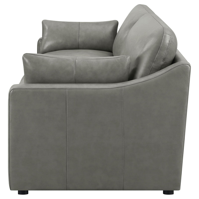 Grayson Leather Upholstered Sloped Arm Sofa Grey