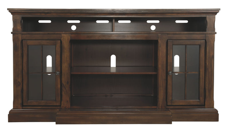 Roddinton - XL TV Stand w/Fireplace Option - Dark Brown