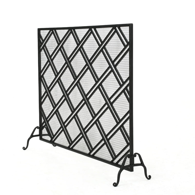 Elegant Design Fire Screen Protective Barrier Iron - Black
