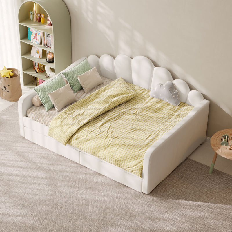 Shell Shaped Upholstered Daybed Frame With Slats