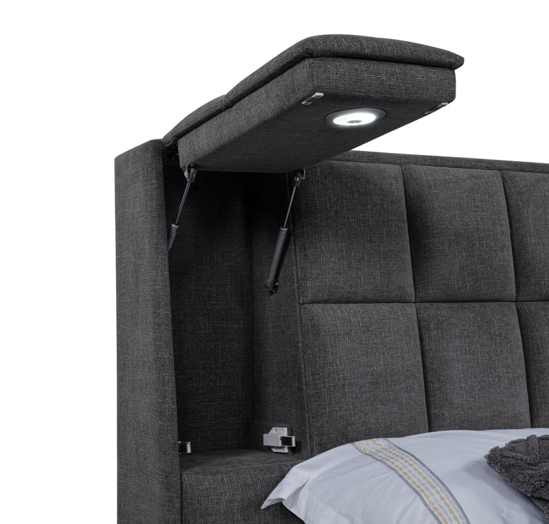 Dreux Upholstered California King Panel Platform Bed Grey