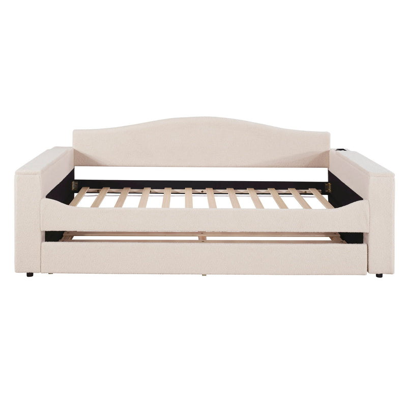 Upholstered Daybed With Storage Armrests, Trundle And Latest Integrated tooth Audio System