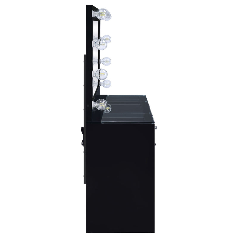 Fern - 7 Drawer Vanity Set With Mirror And Globe Lights