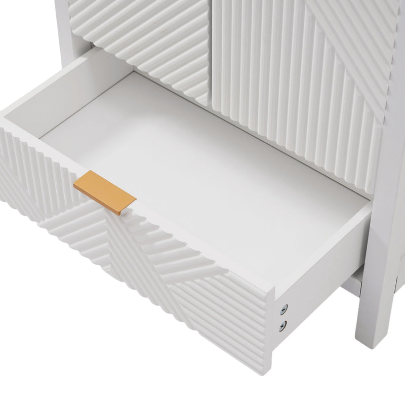 48" Bathroom Vanity Set With Textured Door Panels, Soft Close Hinges, Single Faucet Hole, Large Storage & Drawer - White