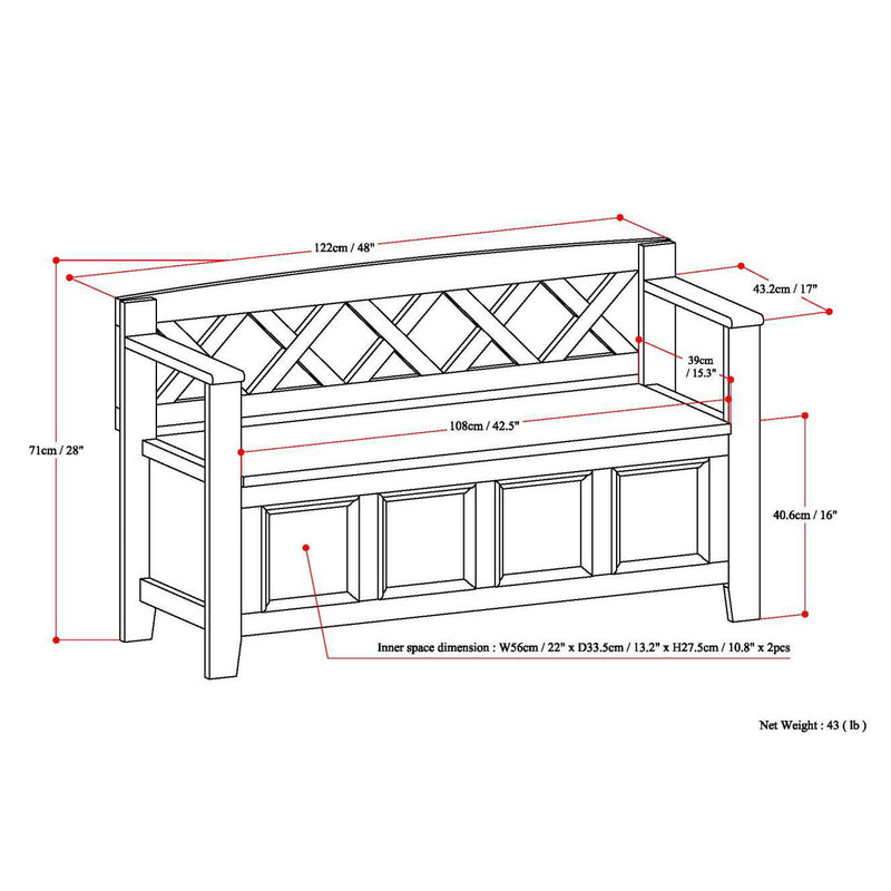 Amherst - Entryway Storage Bench - Dark Brown