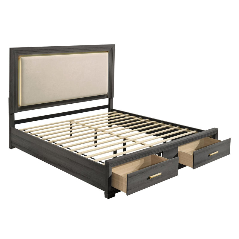 Colorado - Queen Bed With Upholstered LED Headboard - Charcoal