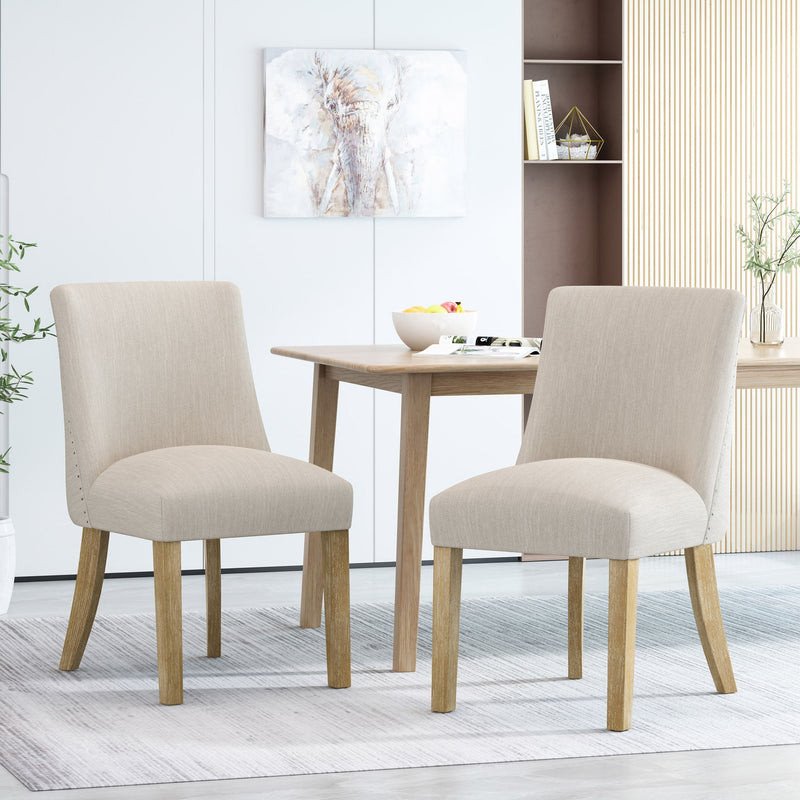 Classic Fabric Dining Chair (Set of 2) - Beige