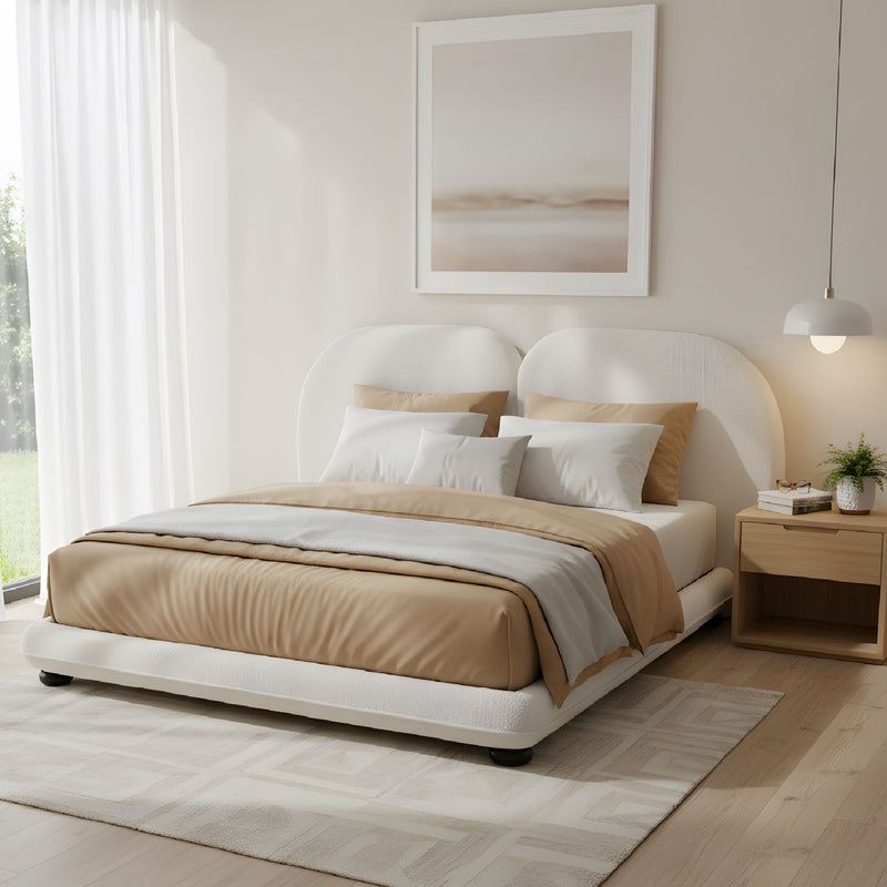 Upholstered Platform Bed With Split Headboard