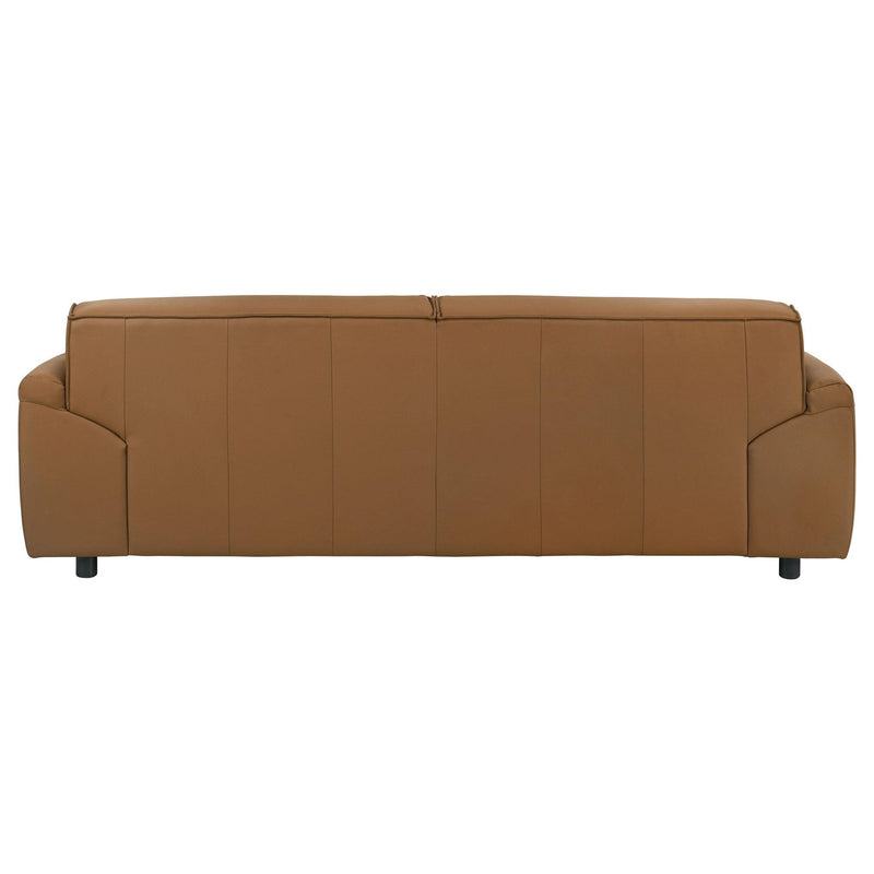 Buxton Top Grain Leather Upholstered Sofa Orange