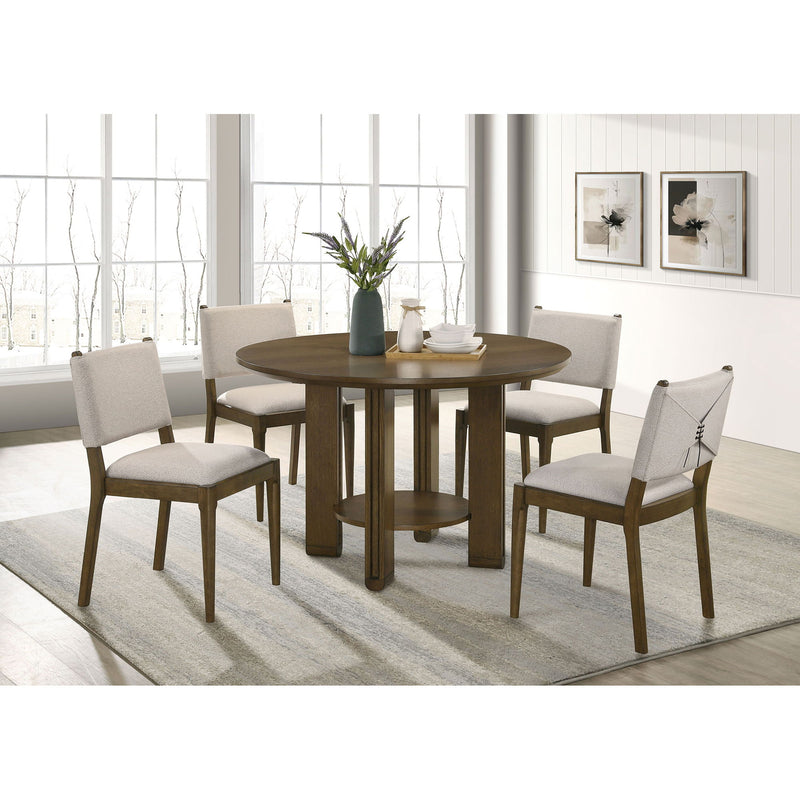 Crispin - Round Dining Table With Shelf - Brown