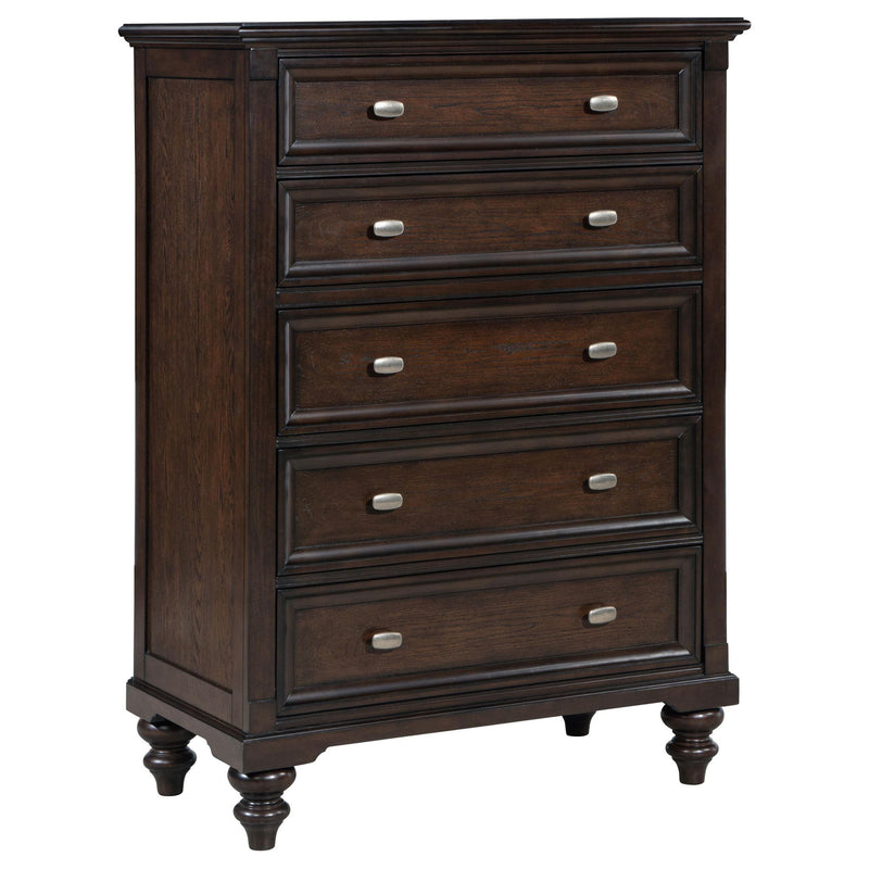 Devon 5-piece Full Bedroom Set Wine Red and Dark Oak