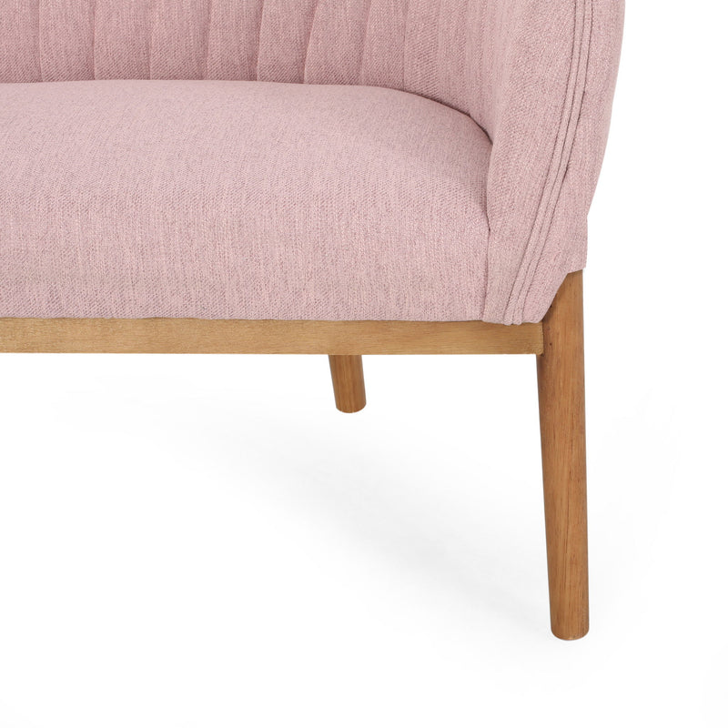 Mid Century Modern Loveseat With Channel Stitched Backrest