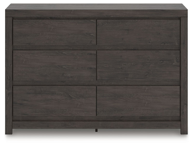 Fraluna - Six Drawer Dresser - Charcoal