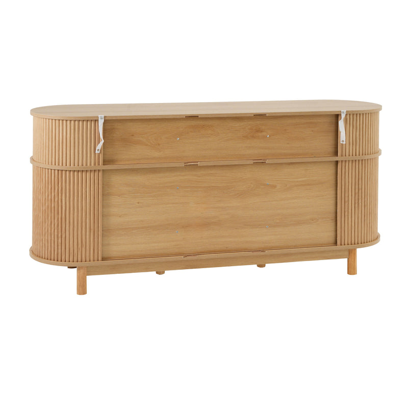 Fluted Sideboard Buffet Cabinet With Sliding Doors And Adjustable Shelves