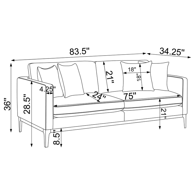 Apperson 3-piece Upholstered Track Arm Sofa Set Light Grey