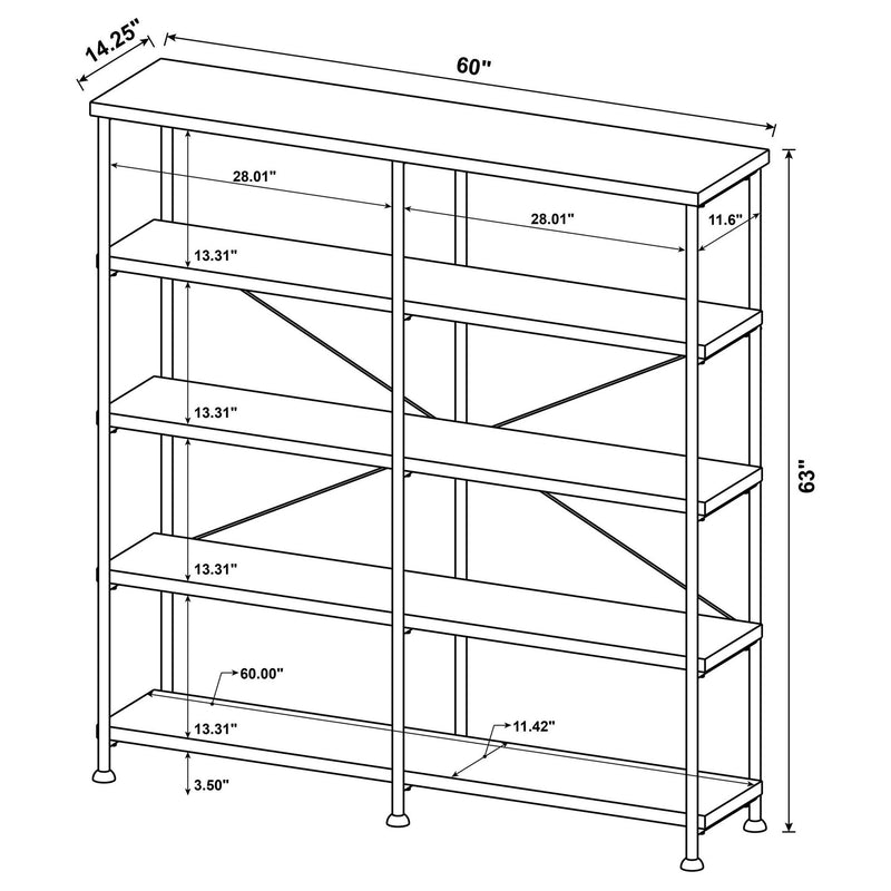 Analiese 63-inch 4-shelf Double Bookshelf Rustic Nutmeg