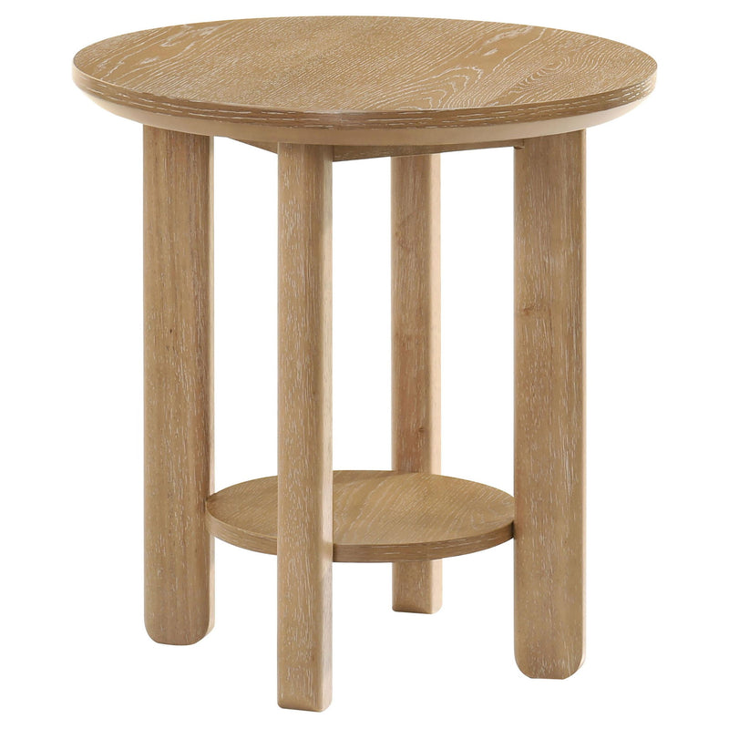 Ottowa 2-piece Round Wood Coffee Table Set Light Oak
