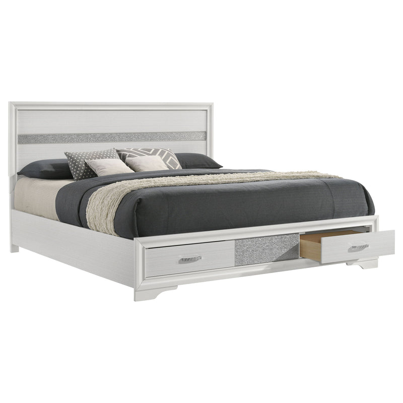 California King Storage Platform Bed With 2 Drawer - White