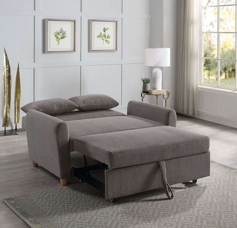 Justine - Convertible Sleeper Loveseat - Brown