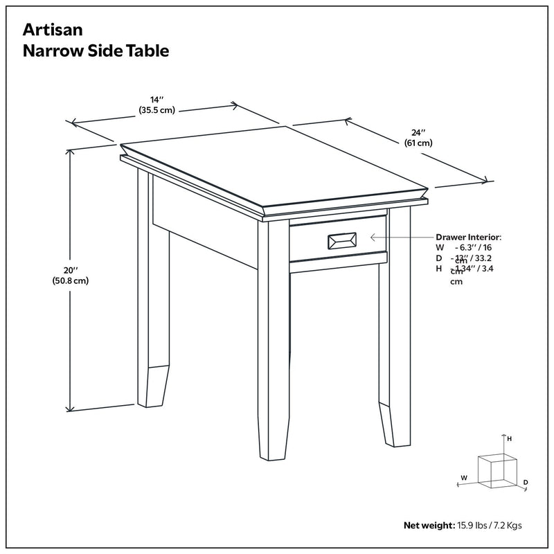 Artisan - Handcrafted Narrow Side Table