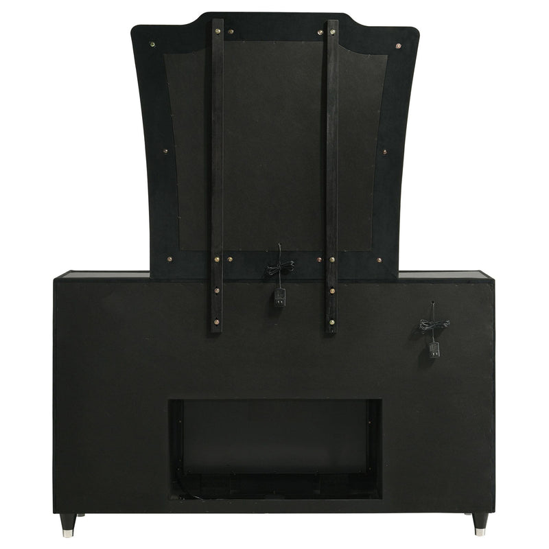 Lorient 8-drawer LED Flame Box Dresser and Mirror Black
