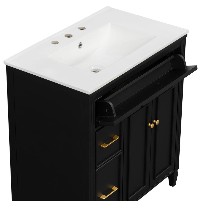 Freestanding Bathroom Vanity With Sink, Soft Close Door, Tip Out Drawer